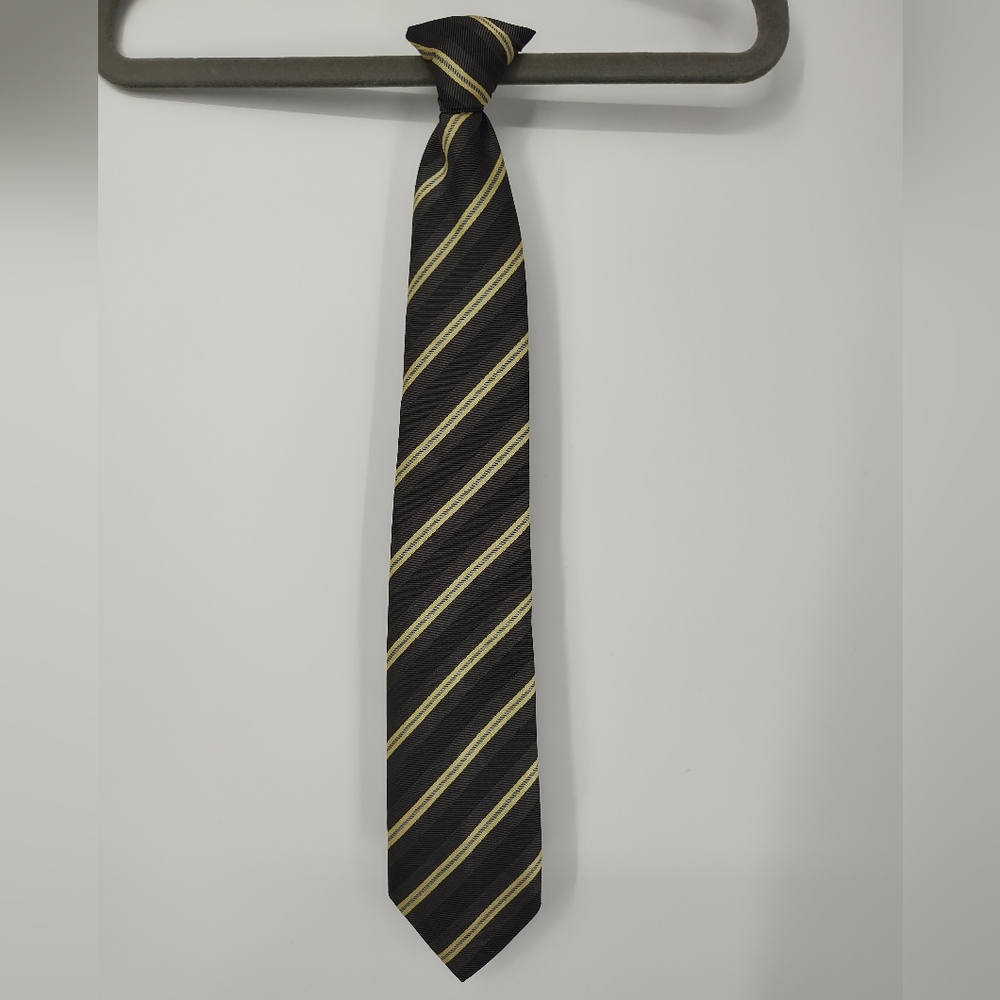Izod Boys Grays and Yellow Striped Clip On Tie Size Large